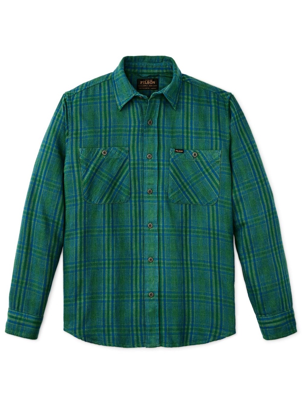 Filson Green and Blue Plaid Button-Down Shirt